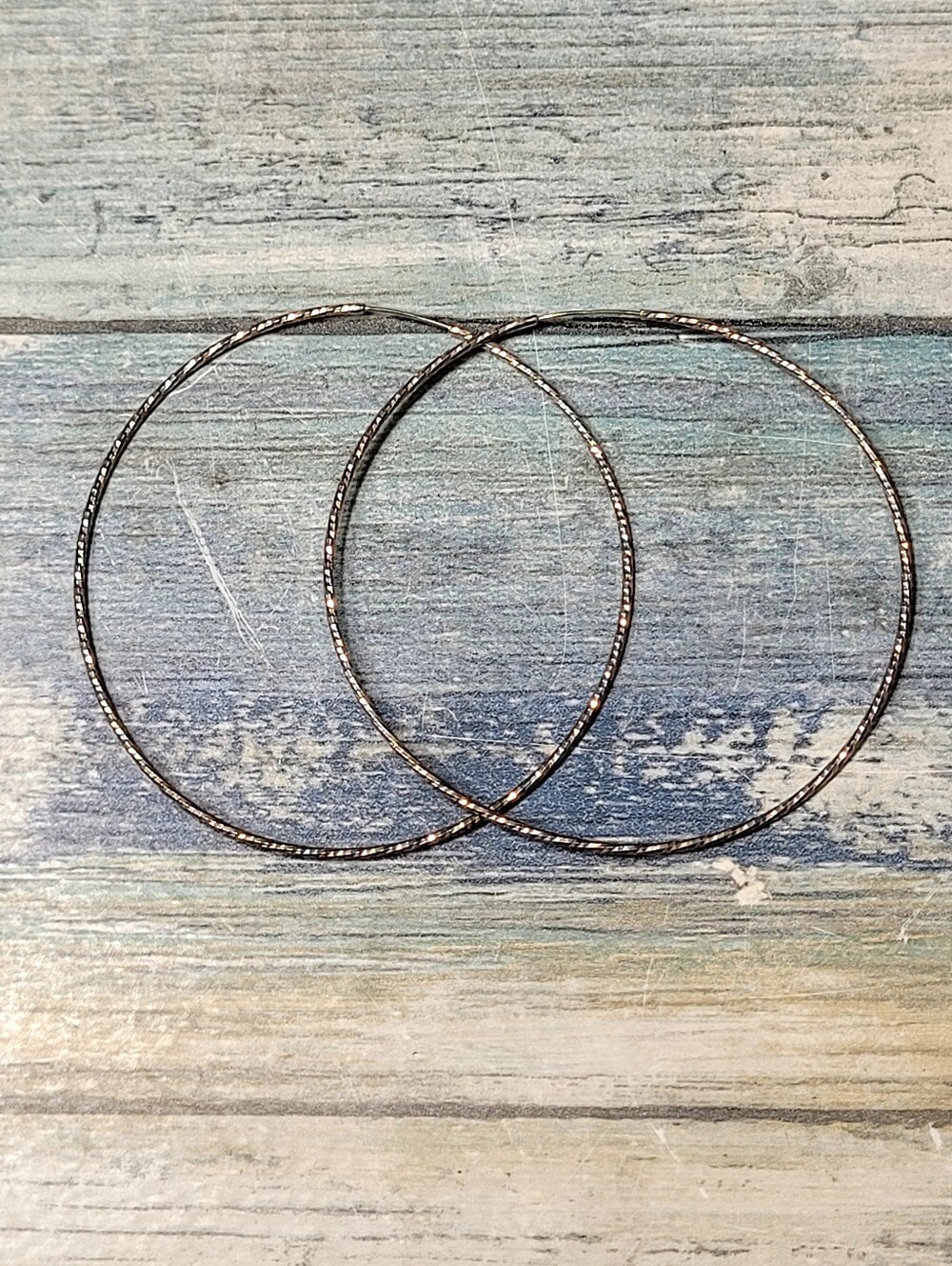 Sterling Silver Textured Hoop Earrings - Silver